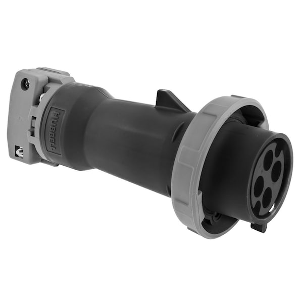 Pin & Sleeve Plug, 100 A, 600V AC, Three Phase, 3 Pole, IEC Grounding, black, NEMA Not Rated